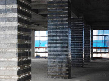 Column strengthening used CFRP and steel plate strengthening